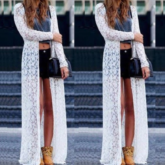 Cute4less2012 Jackets & Blazers - 🌸 Boho Delicate Lace Floor Length Kimono Wrap